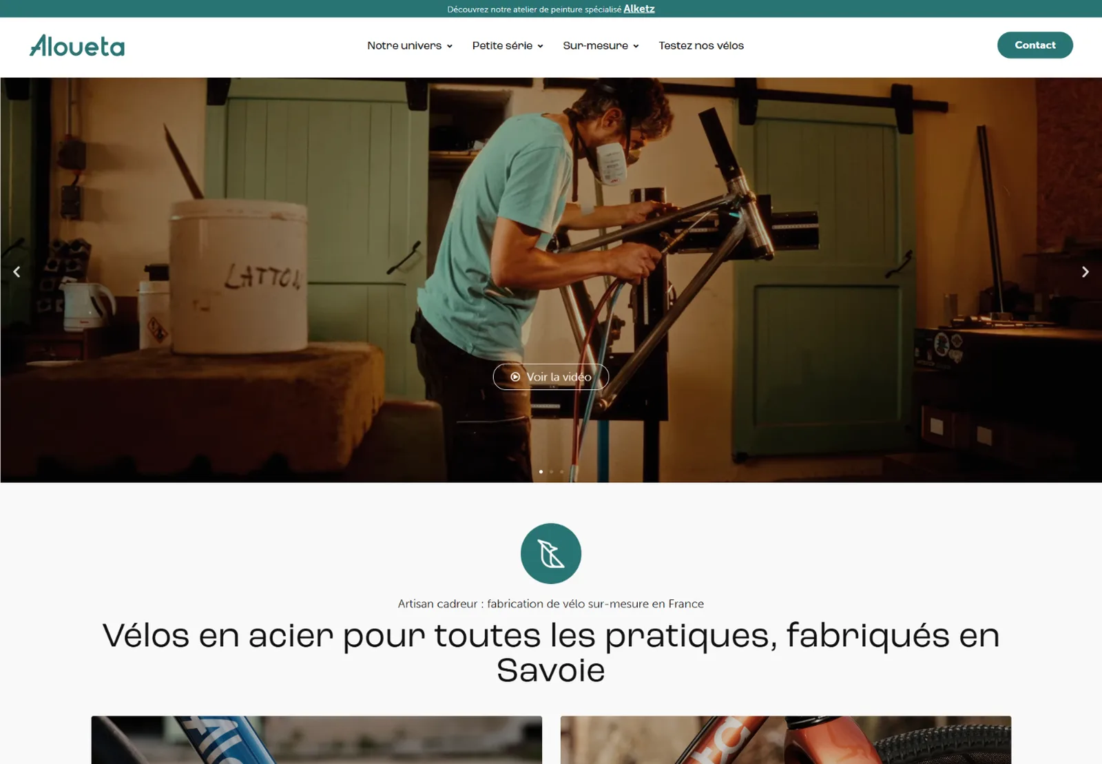 Page d’accueil du site Aloueta Cycles