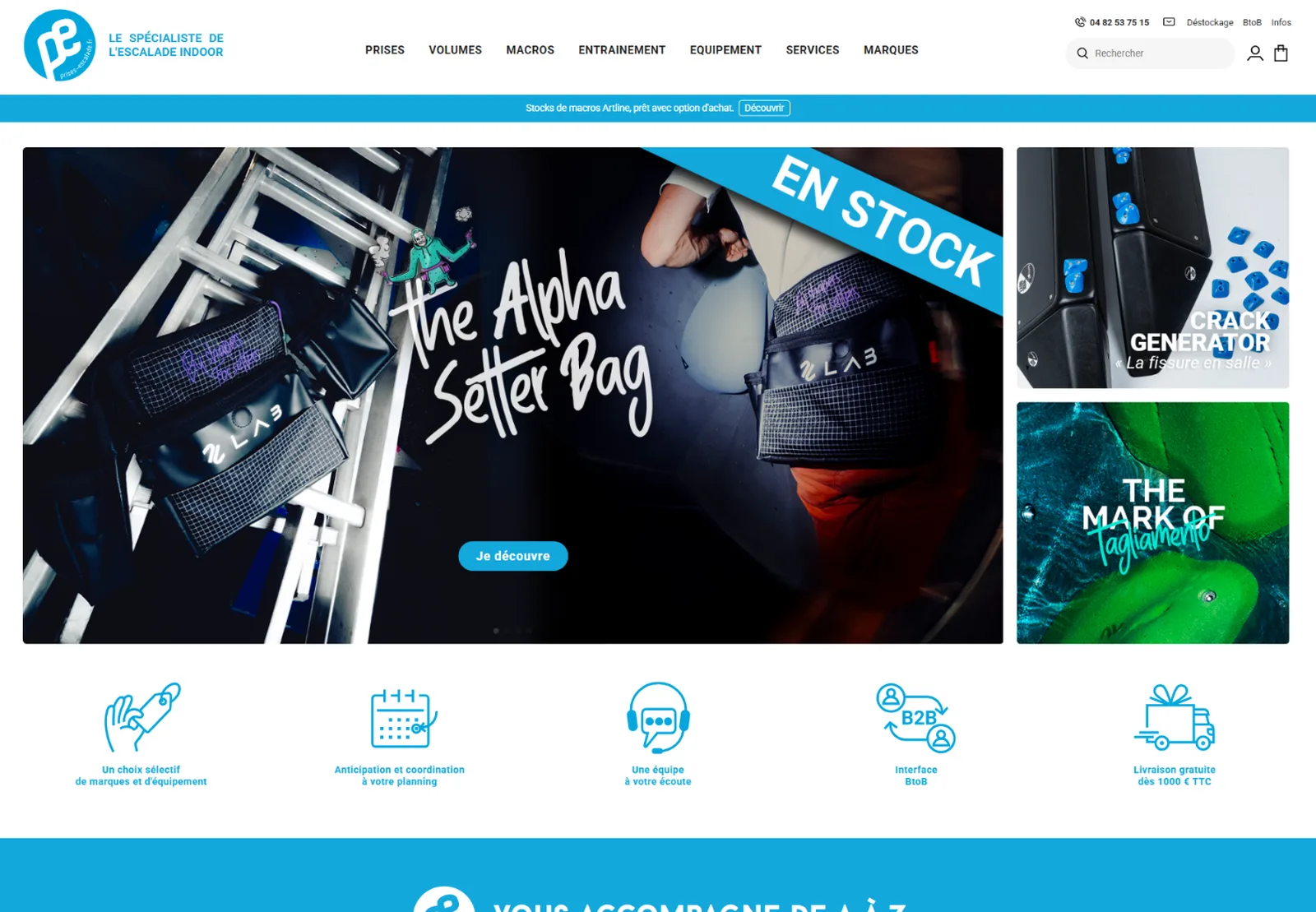 Page d’accueil du site Prises Escalade