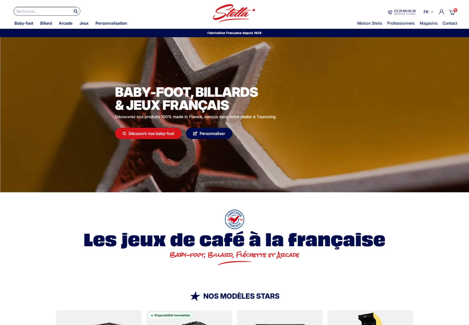 Page d’accueil du site Stella Baby-Foot